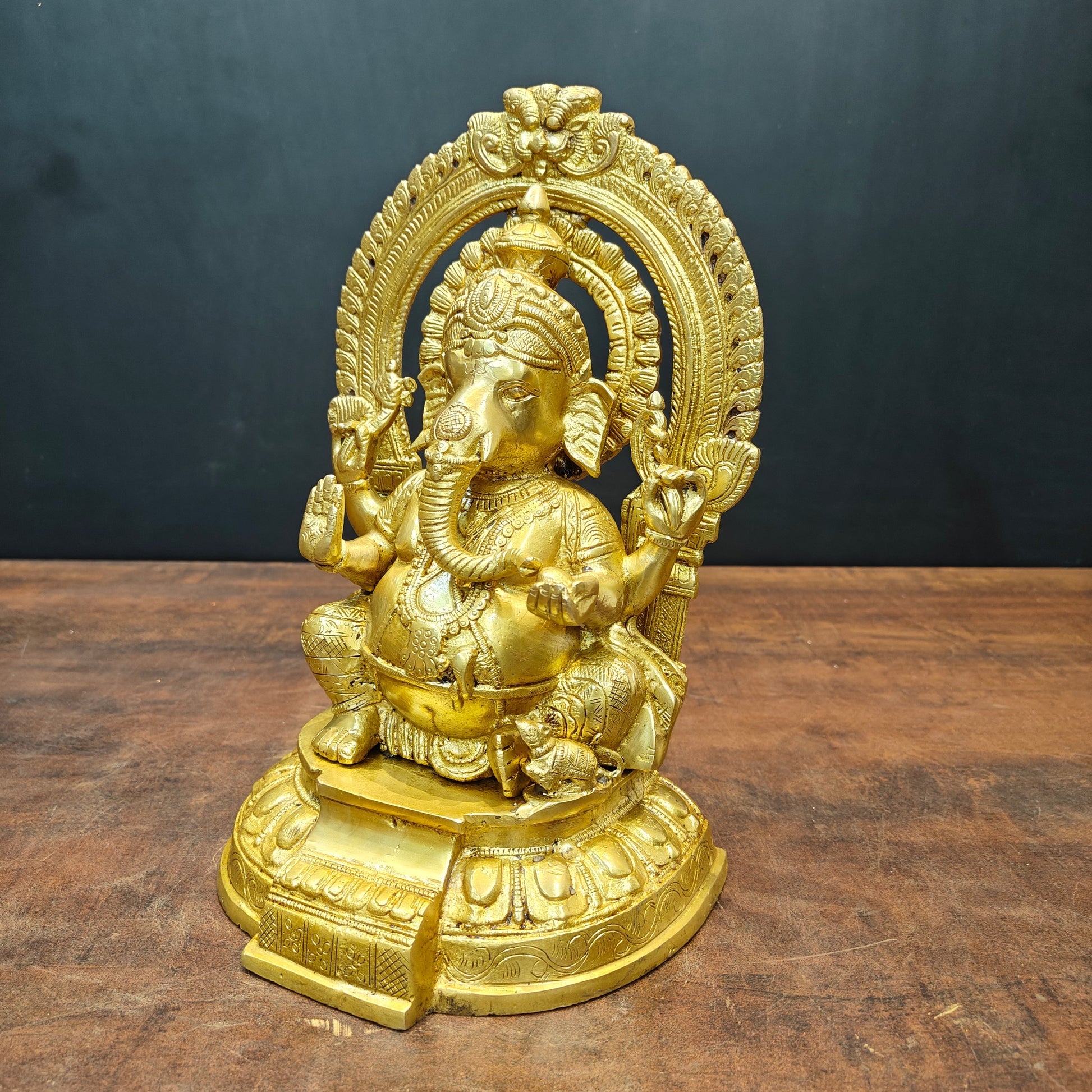 Brass Lord Ganesha Statue Golden Finish 11 Inch - Image 4