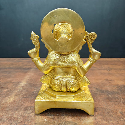 Brass Ganesha Idol Golden Finish For Home Temple Decor 7 Inch by vendor-unknown - Hindu Gods (View 6)
