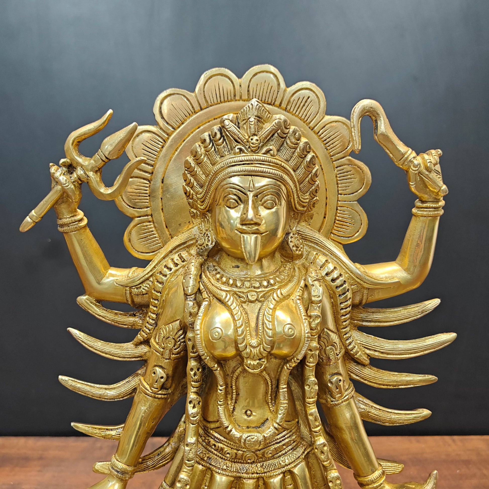 Brass Kali Mata Idol With Four Arms Golden Finish 1.5 Feet - Image 2