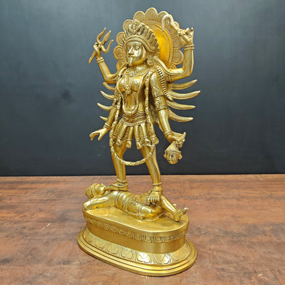 Brass Kali Mata Idol With Four Arms Golden Finish 1.5 Feet by vendor-unknown - Hindu Gods (View 5)