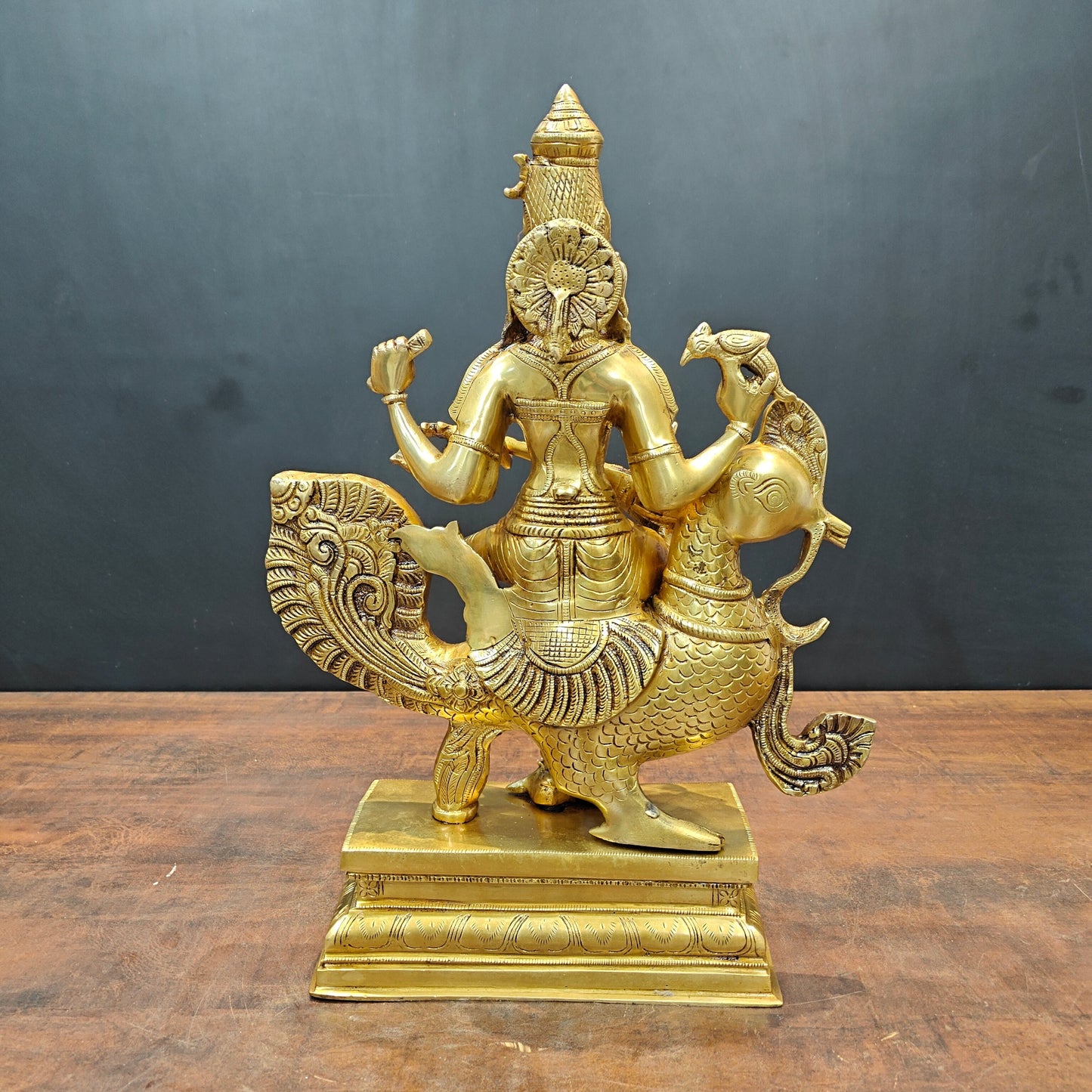 Brass Enchanting Goddess Saraswati Idol Seated On Swan 19 Inches