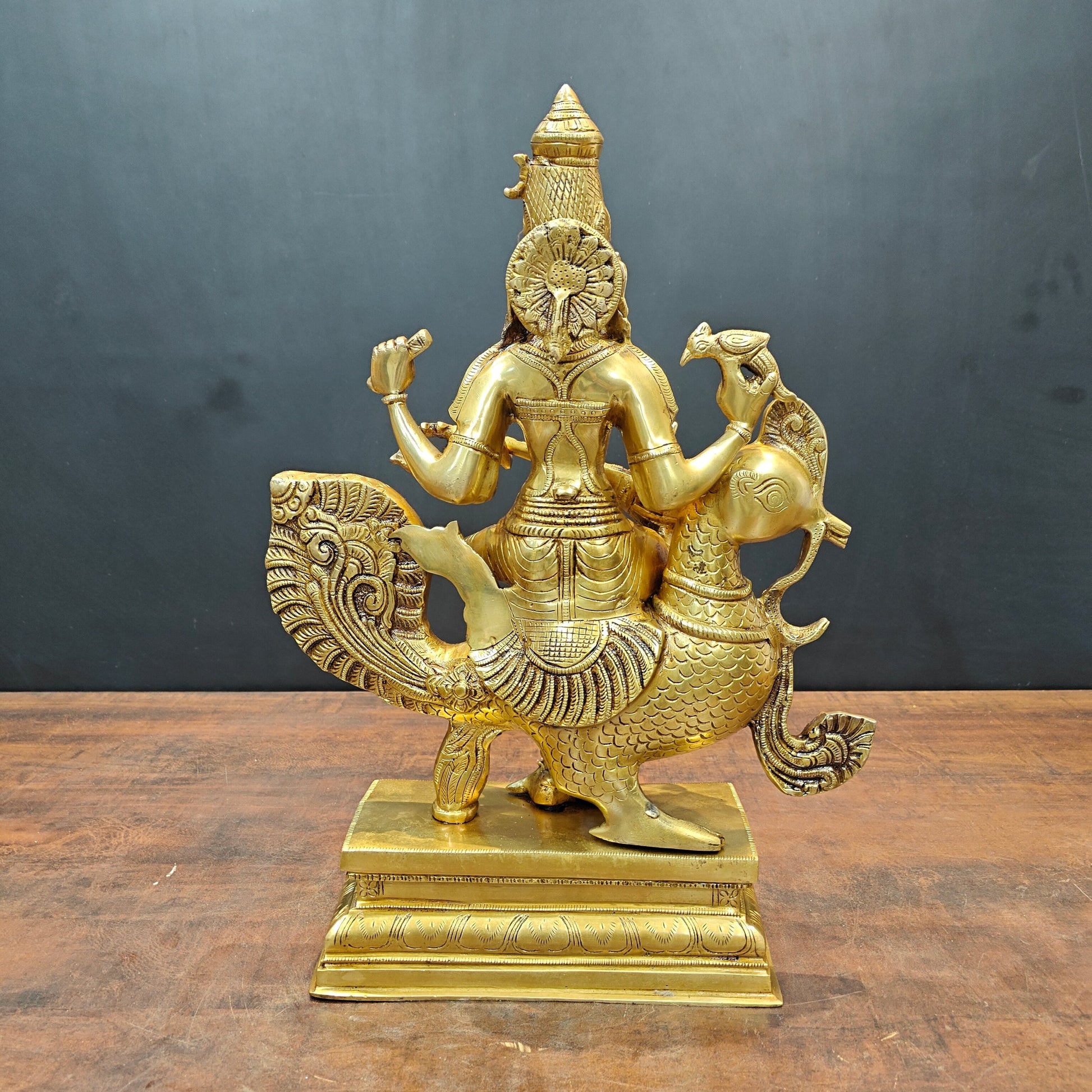 Brass Enchanting Goddess Saraswati Idol Seated On Swan 19 Inches - Image 8
