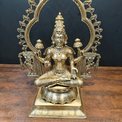 Brass Large Goddess Lakshmi Idol With Frame 32 Inch by vendor-unknown - Hindu Gods (View 7)