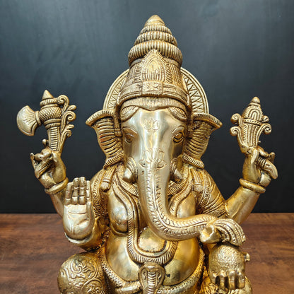 Brass Lord Ganesha Idol For Home Decor 15 Inch by vendor-unknown - Hindu Gods (View 2)