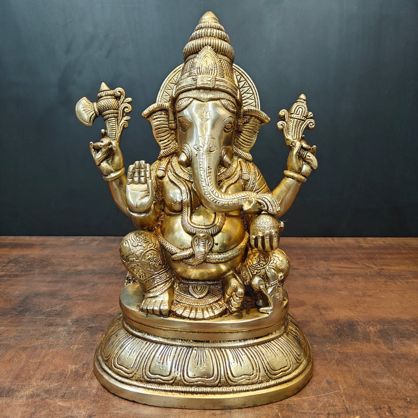 Brass Lord Ganesha Idol For Home Decor 15 Inch