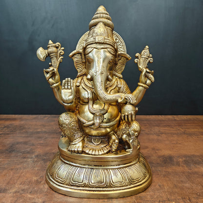 Brass Lord Ganesha Idol For Home Decor 15 Inch by vendor-unknown - Hindu Gods (View 3)