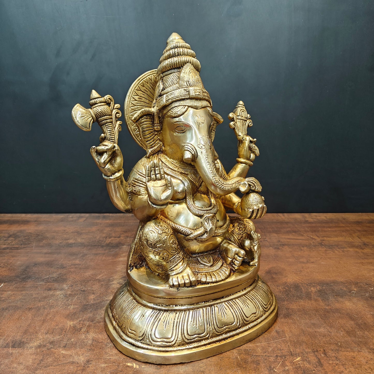 Brass Lord Ganesha Idol For Home Decor 15 Inch