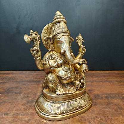 Brass Lord Ganesha Idol For Home Decor 15 Inch by vendor-unknown - Hindu Gods (View 4)