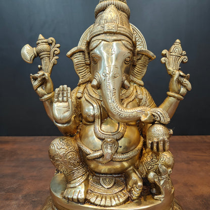 Brass Lord Ganesha Idol For Home Decor 15 Inch by vendor-unknown - Hindu Gods (View 5)
