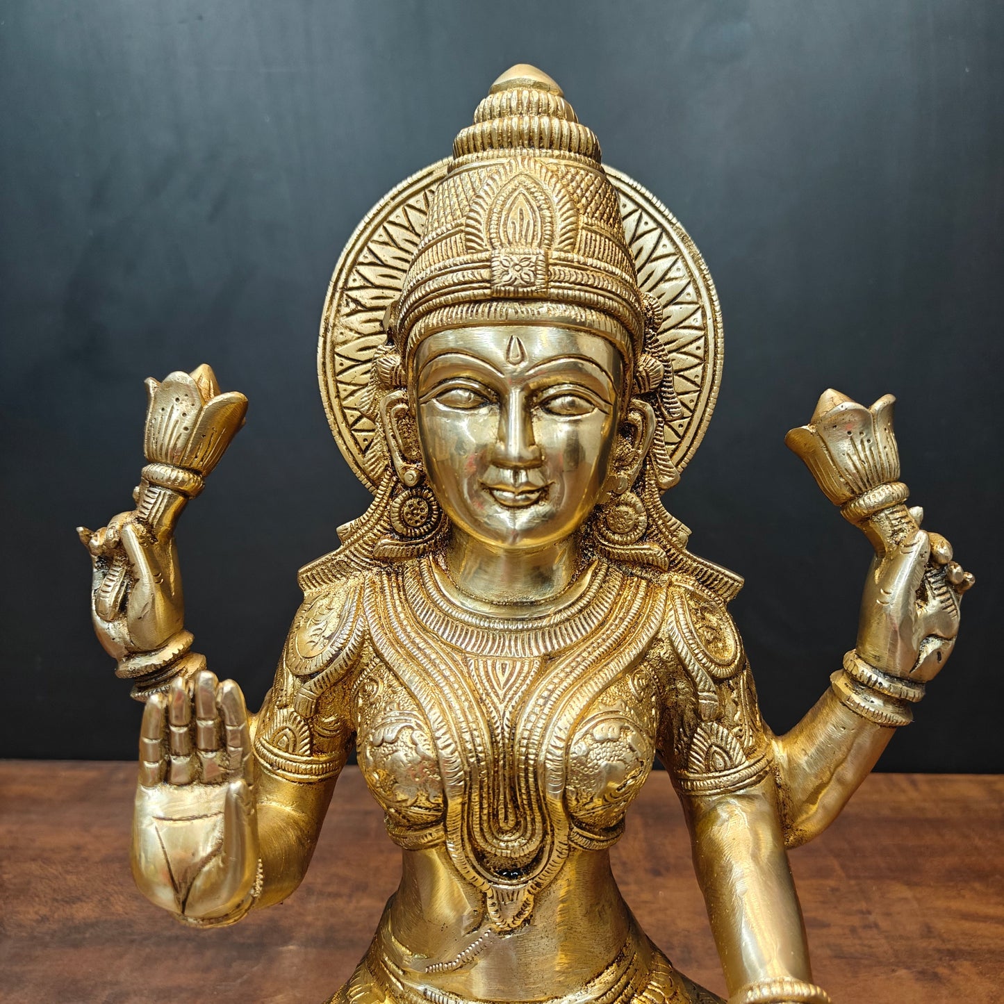 Brass Goddess Lakshmi Statue For Home Decor 15 Inches