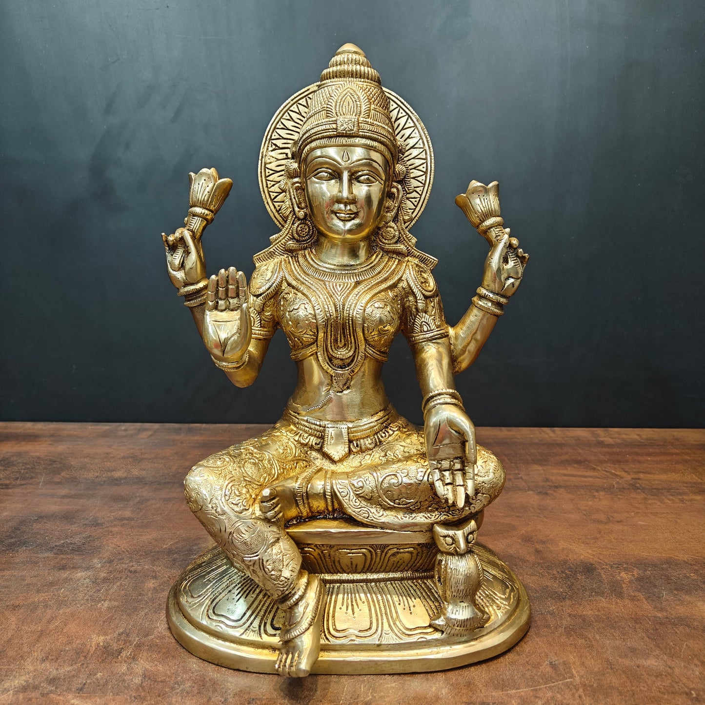 Brass Goddess Lakshmi Statue For Home Decor 15 Inches