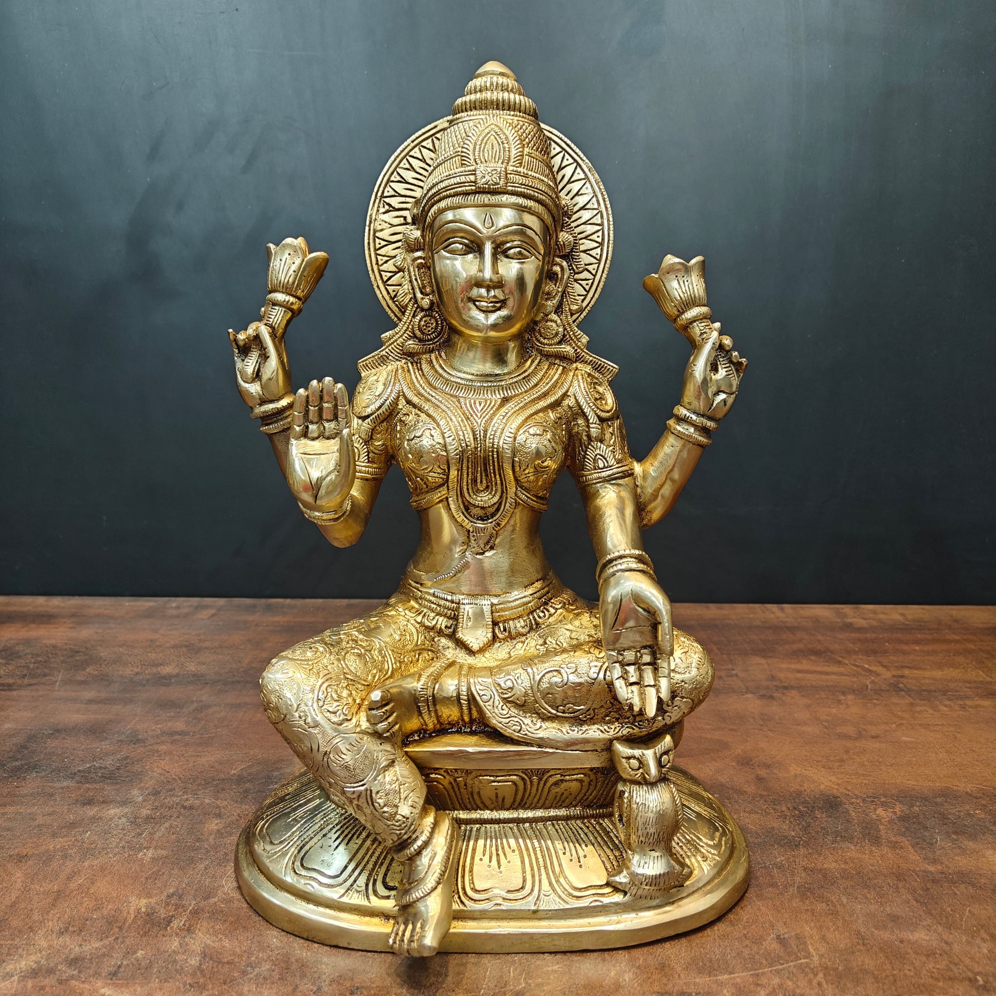 Brass Goddess Lakshmi Statue For Home Decor 15 Inches - Image 3