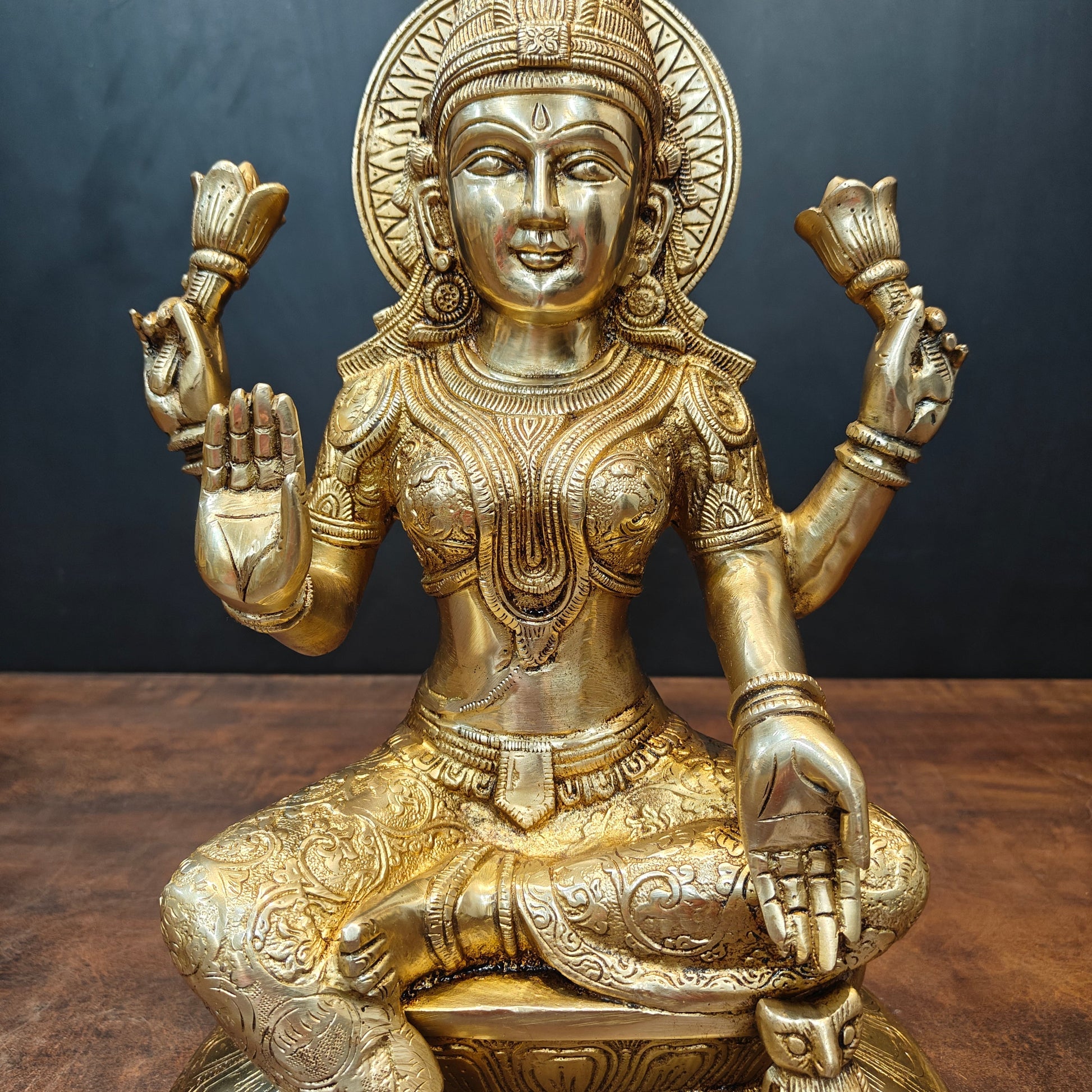 Brass Goddess Lakshmi Statue For Home Decor 15 Inches - Image 4