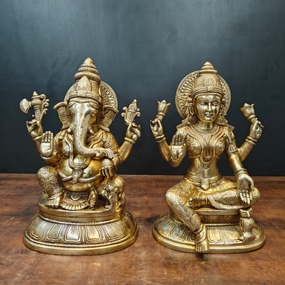 Brass Ganesha Lakshmi Idols For Home Temple Decor 15 Inches by vendor-unknown - Hindu Gods (View 3)