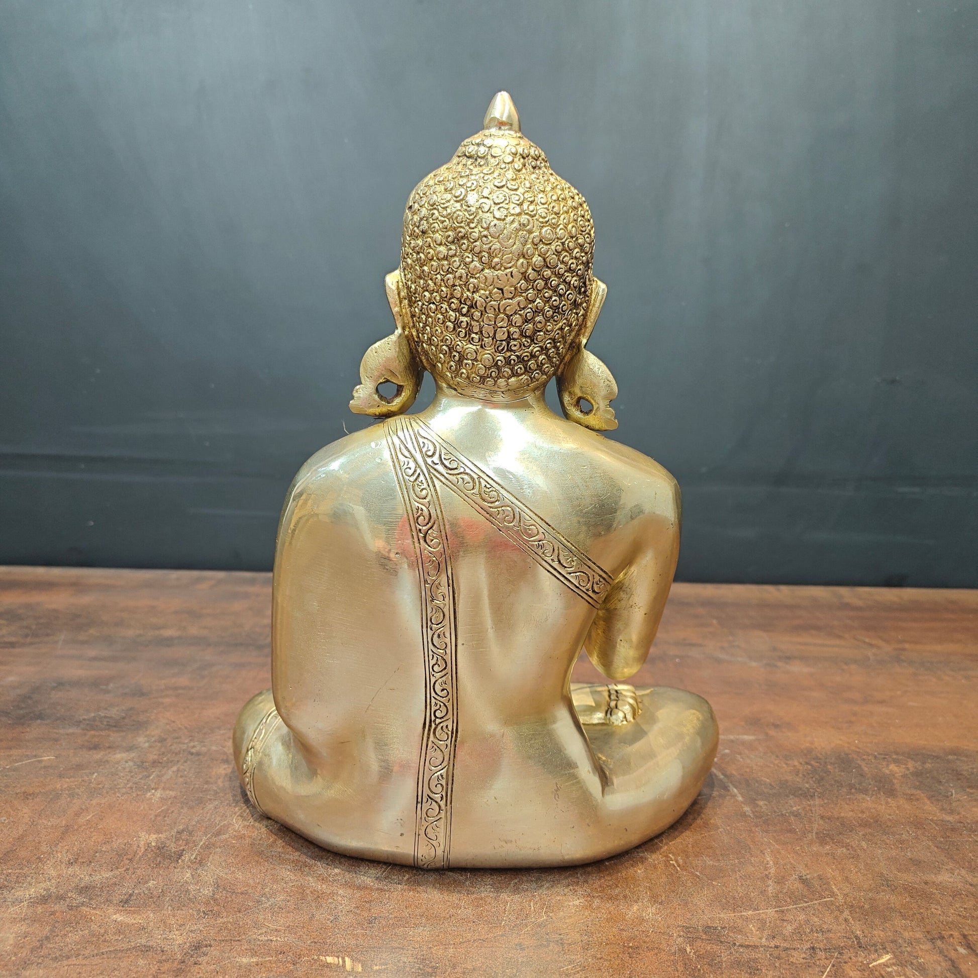 Brass Lord Blessing Buddha Statue For Home Decor 13 Inch - Image 6
