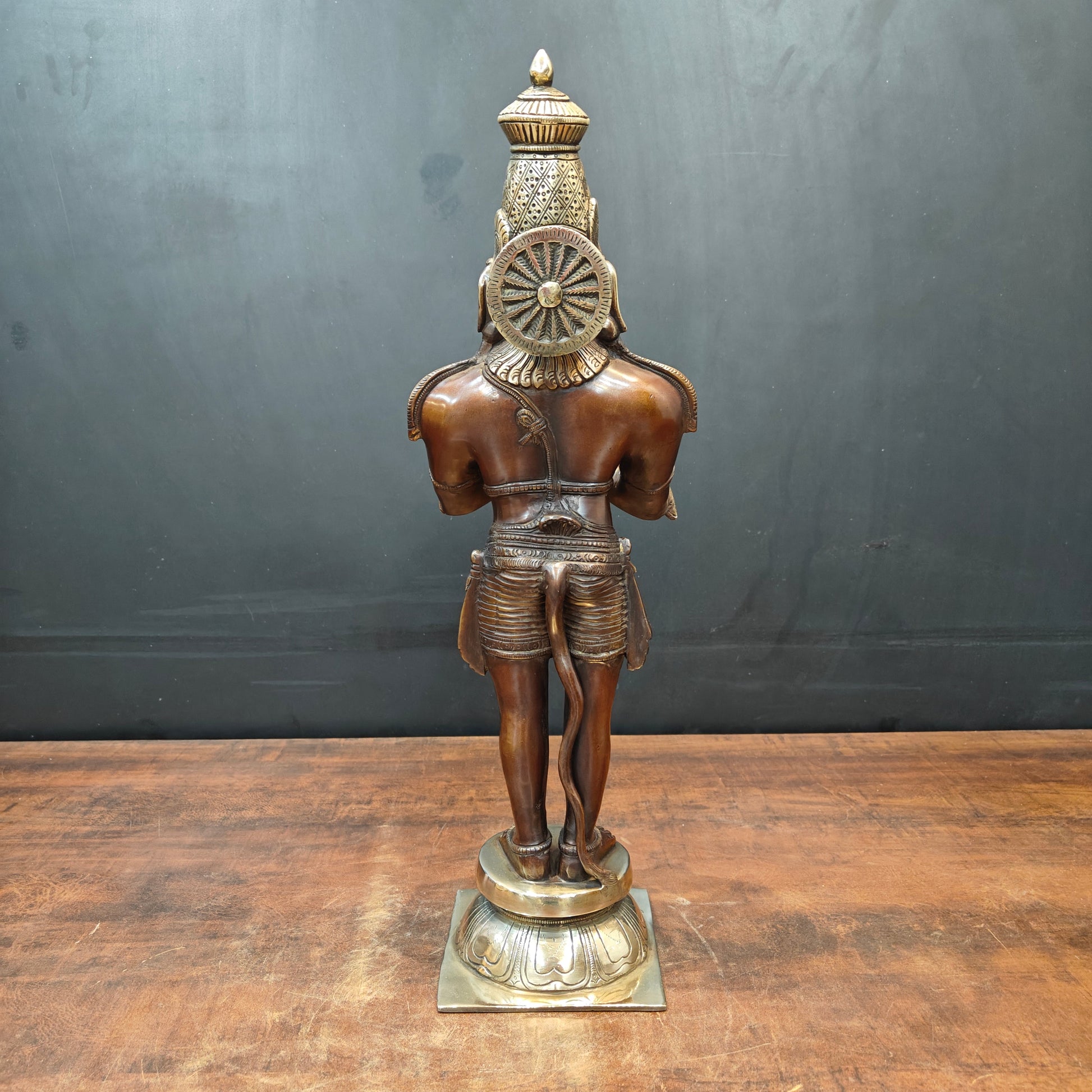Brass Standing Hanuman Idol In Namaskar Mudra Antique Finish 23 Inch - Image 6