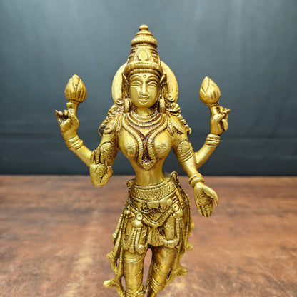 Brass Standing Goddess Lakshmi Idol 10 Inch by vendor-unknown - Hindu Gods (View 2)