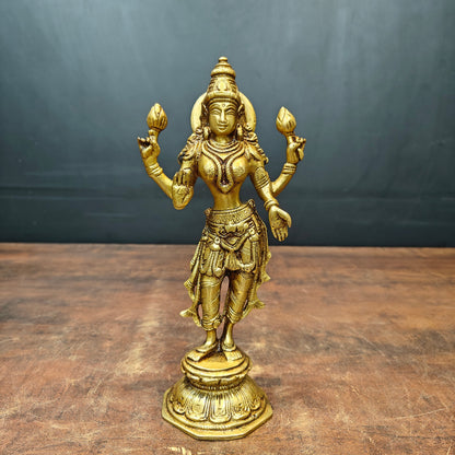 Brass Standing Goddess Lakshmi Idol 10 Inch by vendor-unknown - Hindu Gods (View 3)