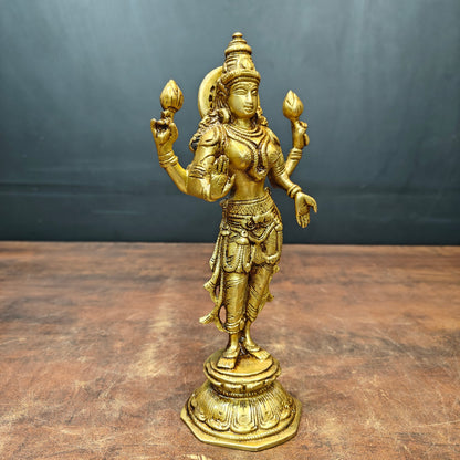 Brass Standing Goddess Lakshmi Idol 10 Inch by vendor-unknown - Hindu Gods (View 5)