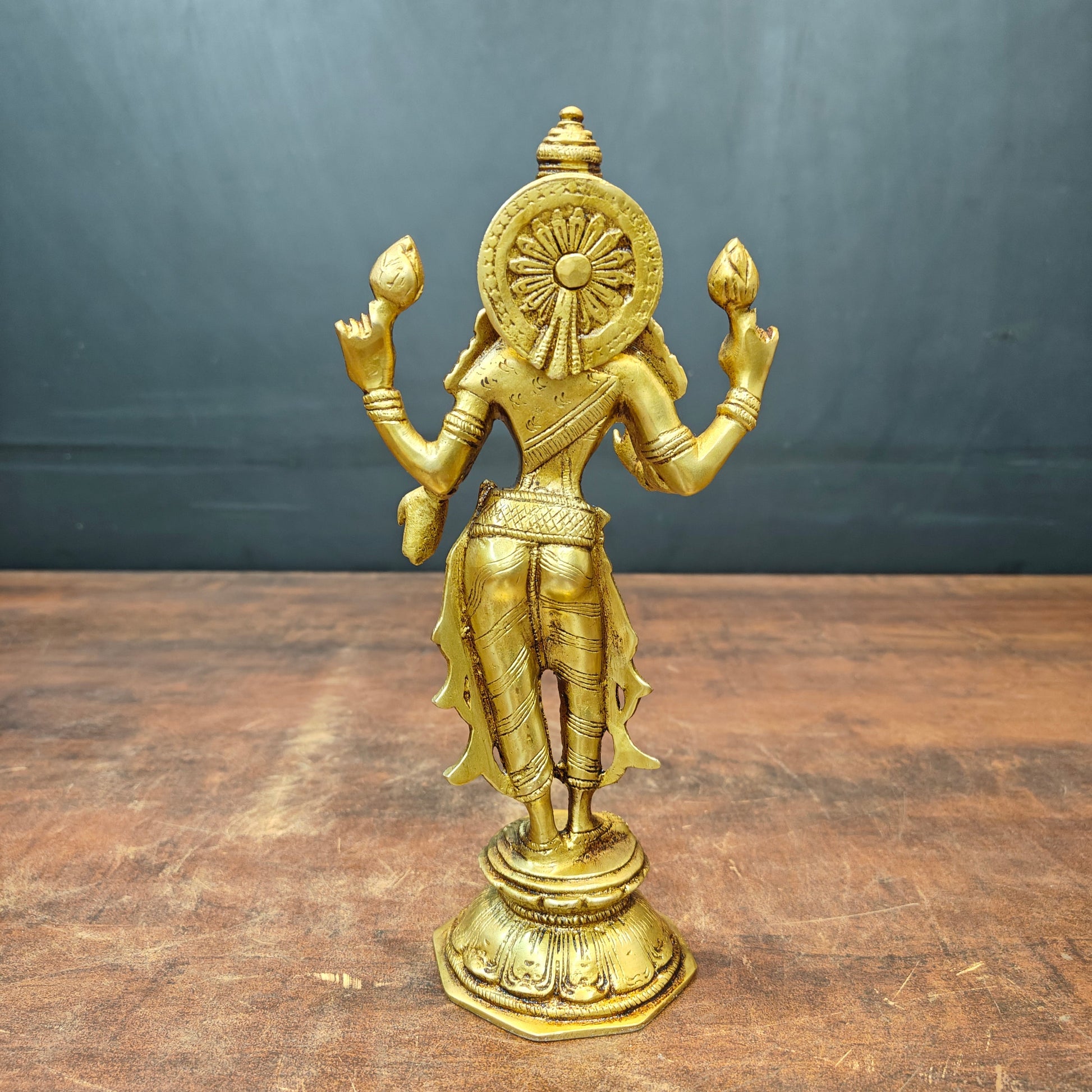 Brass Standing Goddess Lakshmi Idol 10 Inch - Image 6