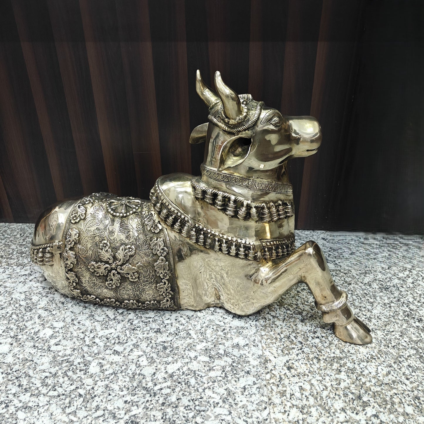 Brass Large Nandi Sculpture Antique Finish 33 inches