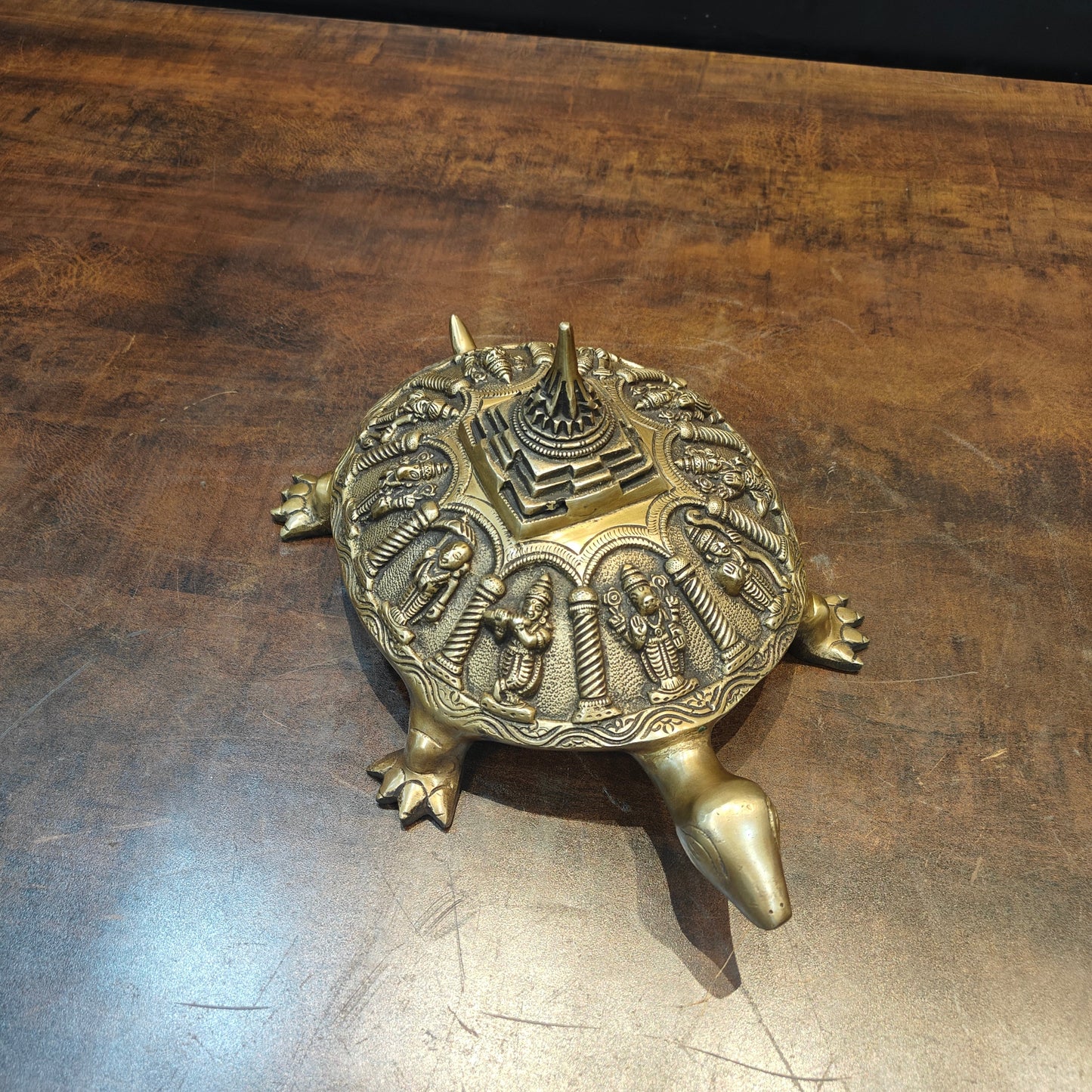 Brass Dashavtar Vishnu Shree Yantra on Tortoise 13 Inch