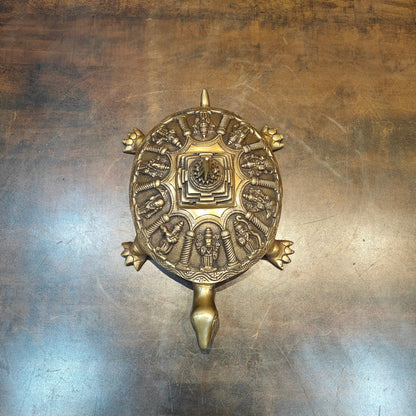 Brass Dashavtar Vishnu Shree Yantra on Tortoise 13 Inch by vendor-unknown - Decor (View 3)