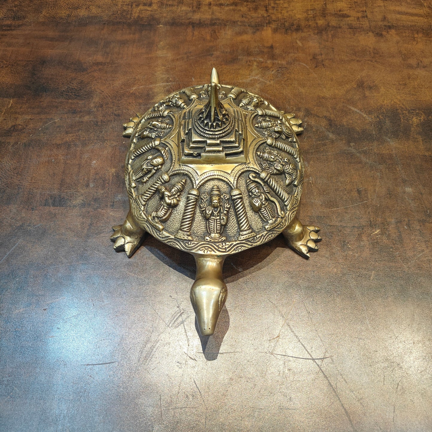 Brass Dashavtar Vishnu Shree Yantra on Tortoise 13 Inch
