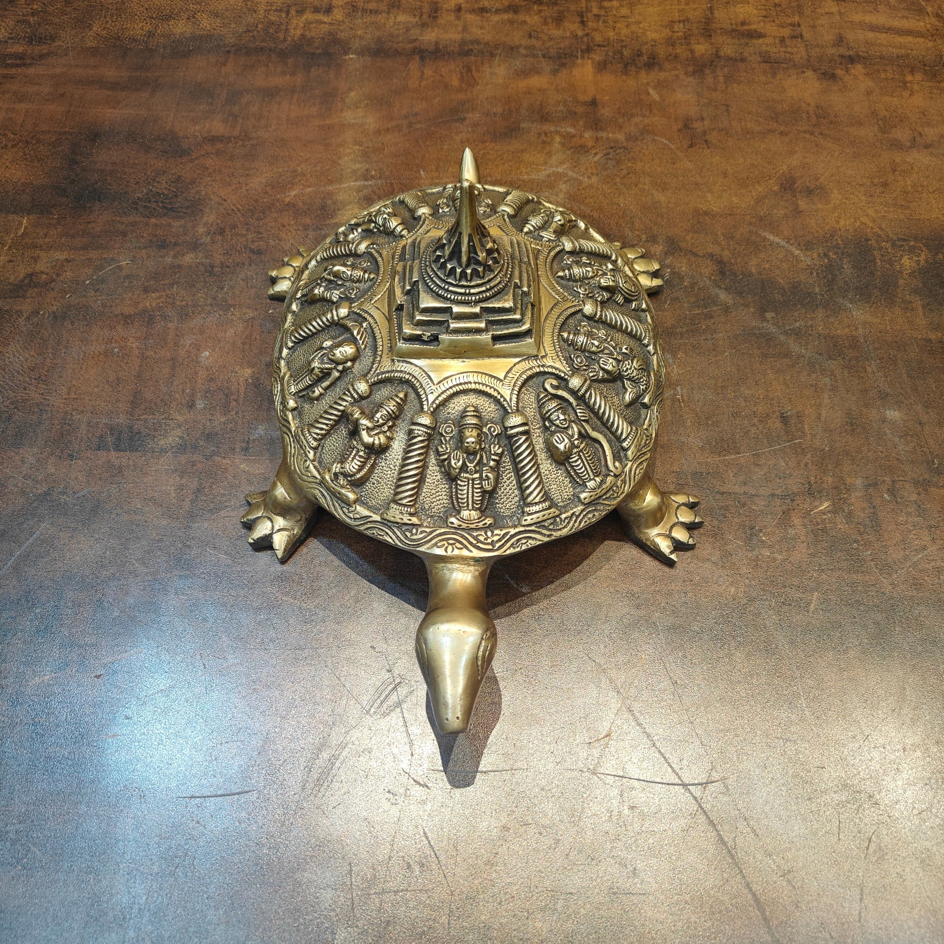 Brass Dashavtar Vishnu Shree Yantra on Tortoise 13 Inch - Image 4