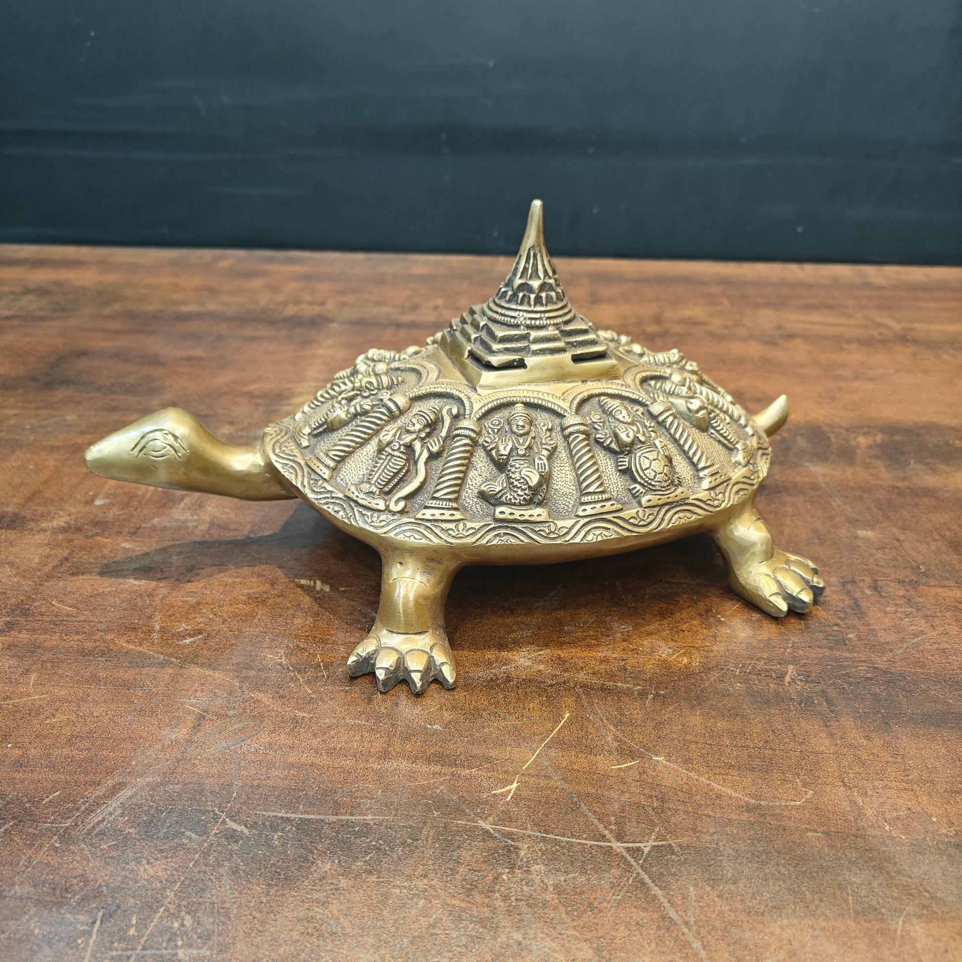 Brass Dashavtar Vishnu Shree Yantra on Tortoise 13 Inch - Image 5