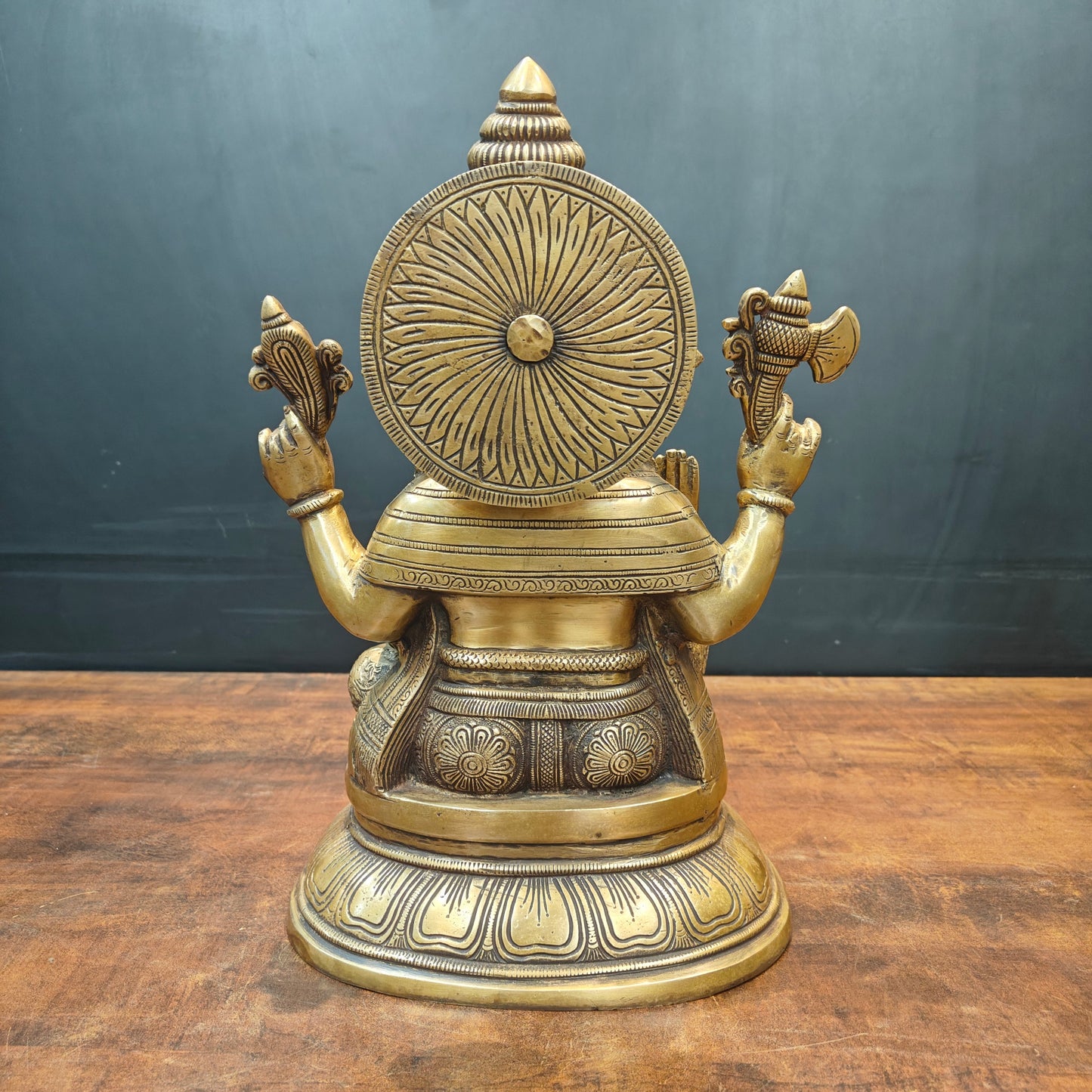 Brass Lord Ganesha Idol For Home Decor Antique Finish 15 Inch