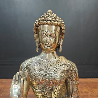 Brass Blessing Buddha Statue Antique Finish For Home Decor 14 Inch by vendor-unknown - Buddha (View 2)
