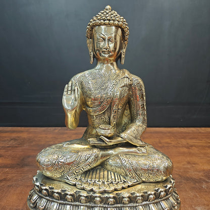 Brass Blessing Buddha Statue Antique Finish For Home Decor 14 Inch by vendor-unknown - Buddha (View 5)