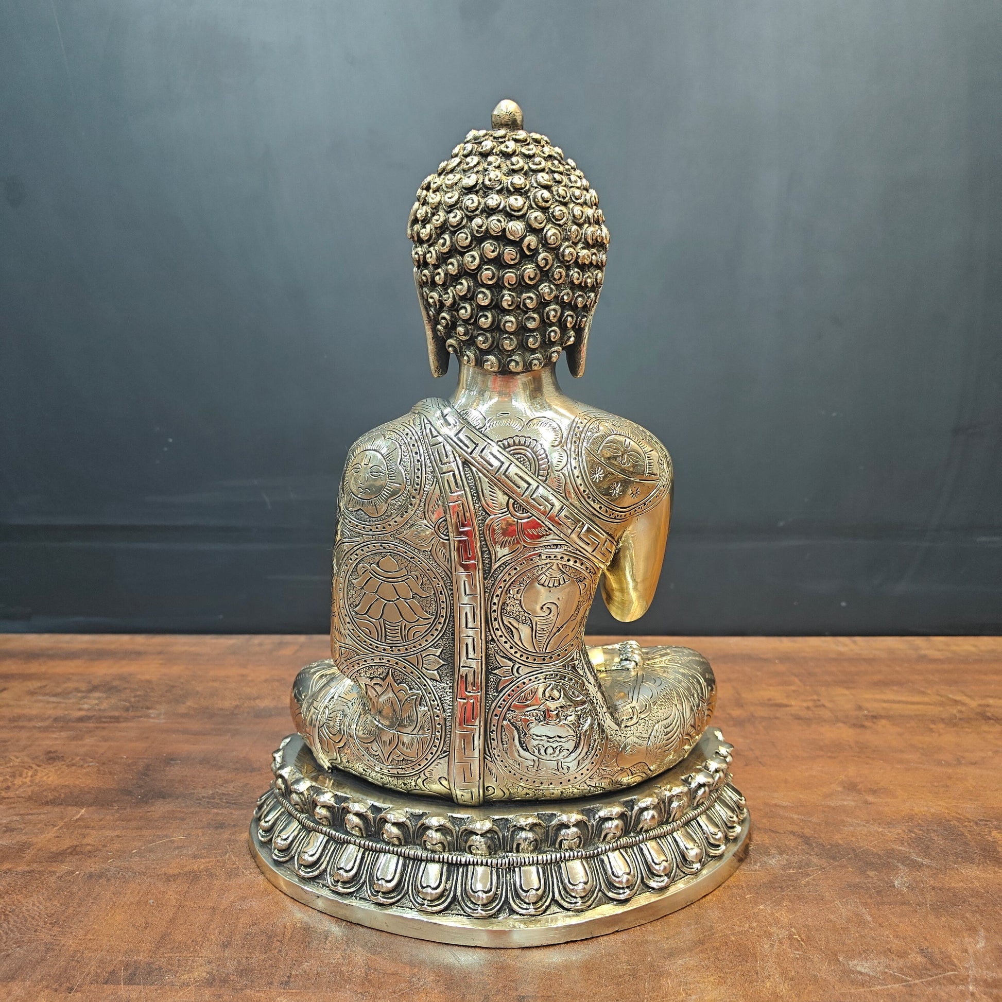 Brass Blessing Buddha Statue Antique Finish For Home Decor 14 Inch - Image 7