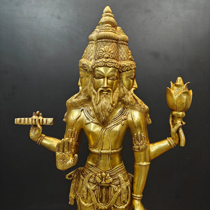 Brass Large Lord Brahma Statue Creator Of Universe 39 Inches by vendor-unknown - Hindu Gods (View 2)