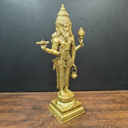 Brass Large Lord Brahma Statue Creator Of Universe 39 Inches by vendor-unknown - Hindu Gods (View 3)