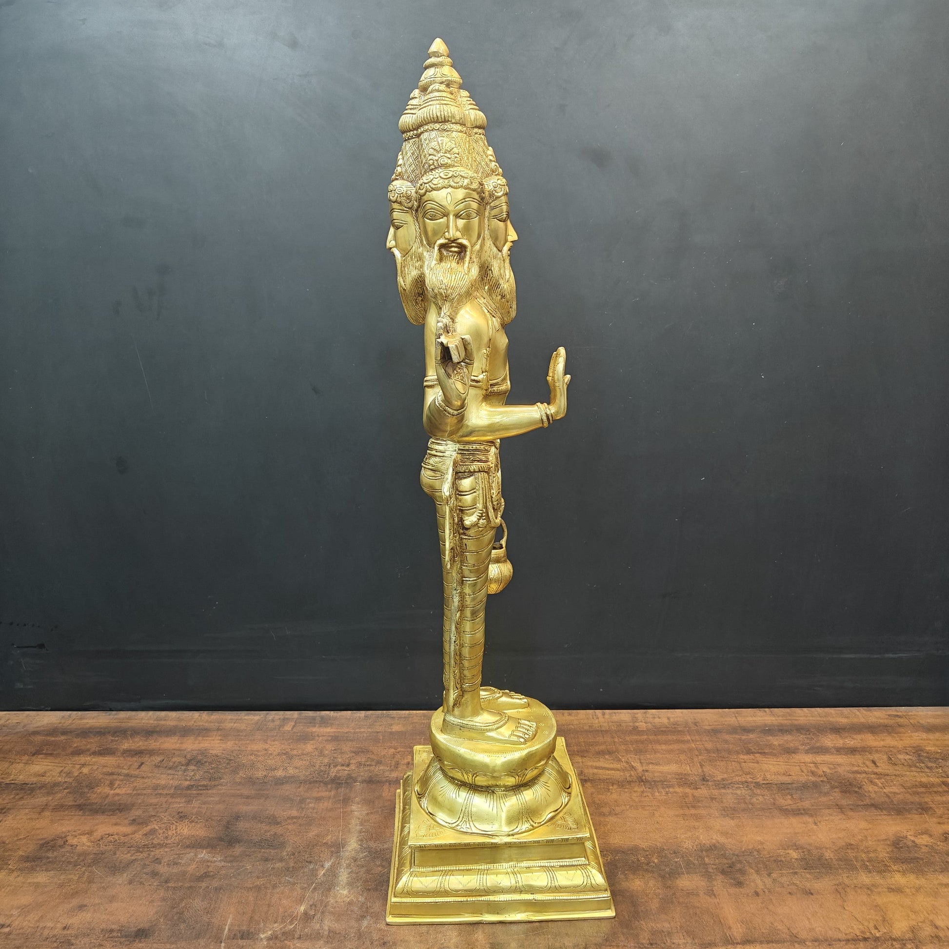 Brass Large Lord Brahma Statue Creator Of Universe 39 Inches - Image 4