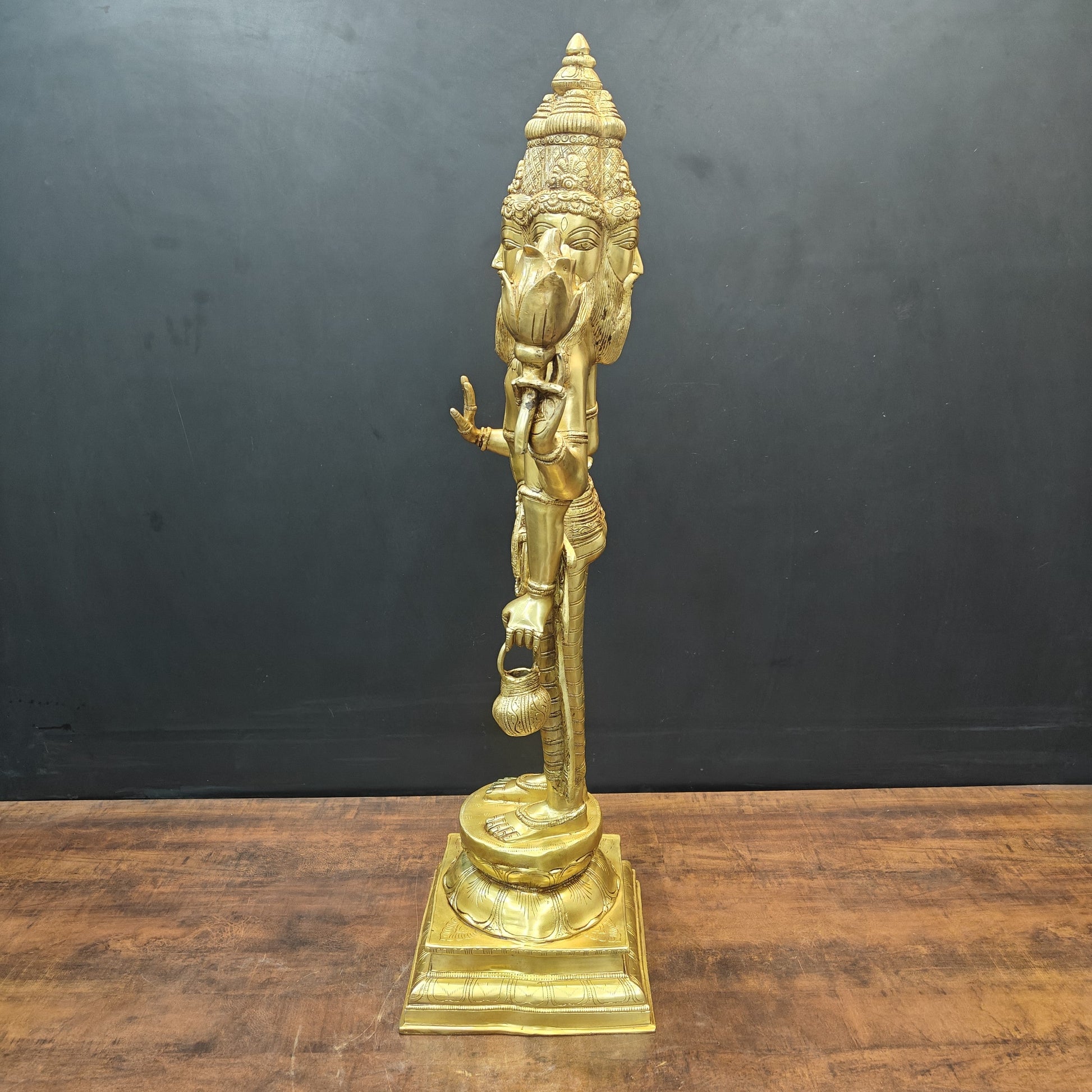 Brass Large Lord Brahma Statue Creator Of Universe 39 Inches - Image 5