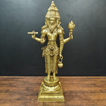 Brass Large Lord Brahma Statue Creator Of Universe 39 Inches by vendor-unknown - Hindu Gods (View 6)