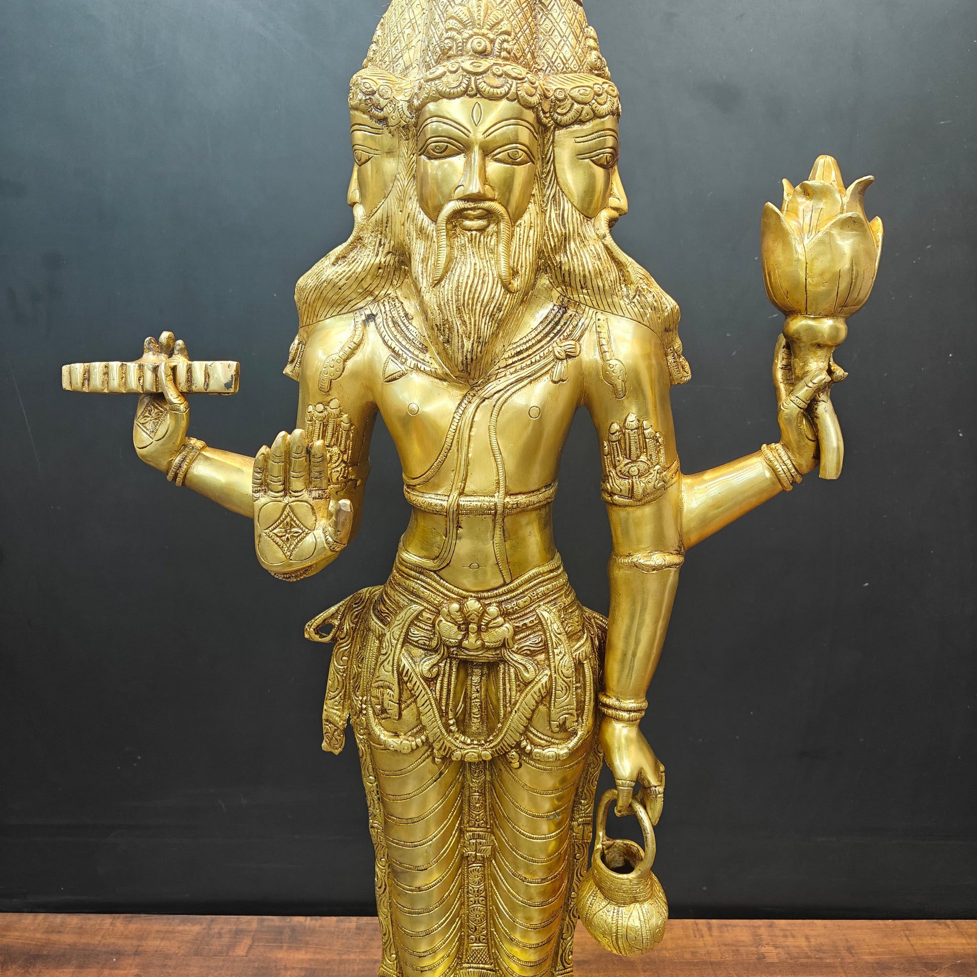 Brass Large Lord Brahma Statue Creator Of Universe 39 Inches - Image 7