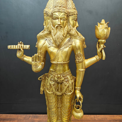 Brass Large Lord Brahma Statue Creator Of Universe 39 Inches by vendor-unknown - Hindu Gods (View 7)
