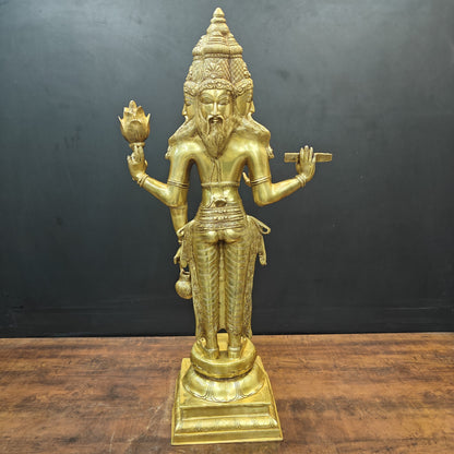 Brass Large Lord Brahma Statue Creator Of Universe 39 Inches by vendor-unknown - Hindu Gods (View 8)