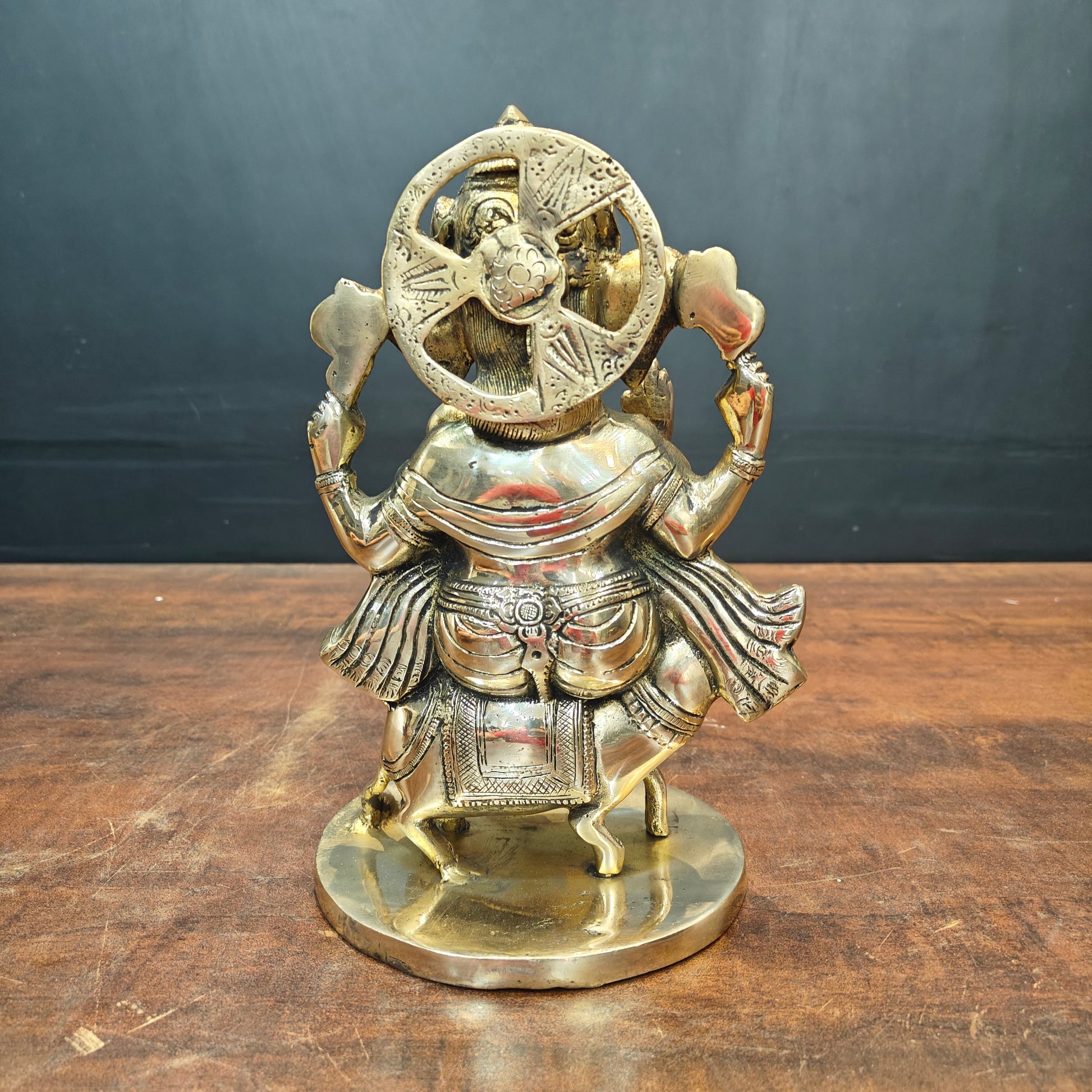 Brass Ganesha Idol Sitting On Mouse For Home Decor 10 Inch - Image 5
