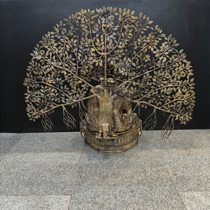 Brass Large Buddha Idol With Bodhi Tree For Home Decor 41 Inches by vendor-unknown - Buddha (View 9)
