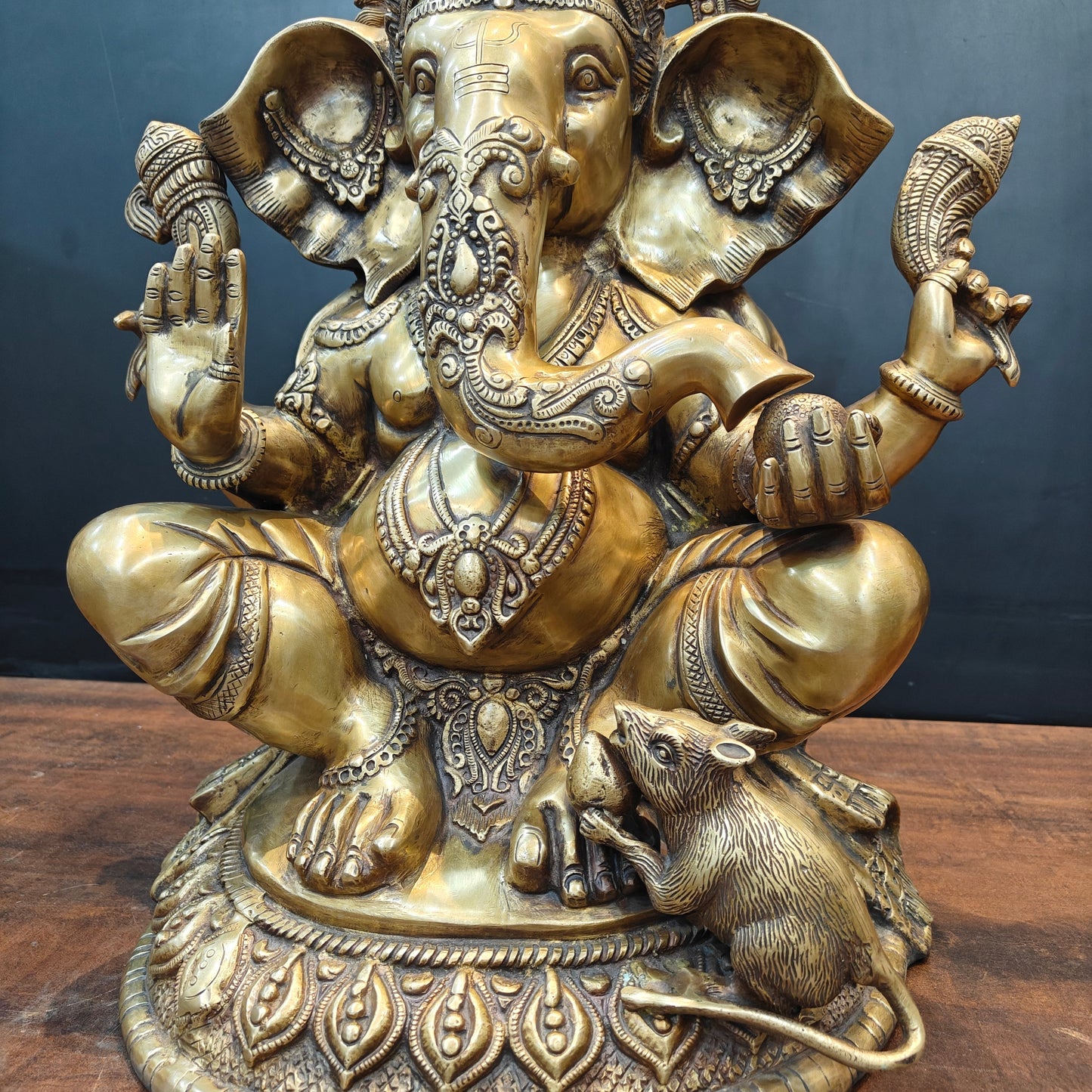 Brass Lord Ganesha Idol Antique Finish For Home Decor 2 Feet