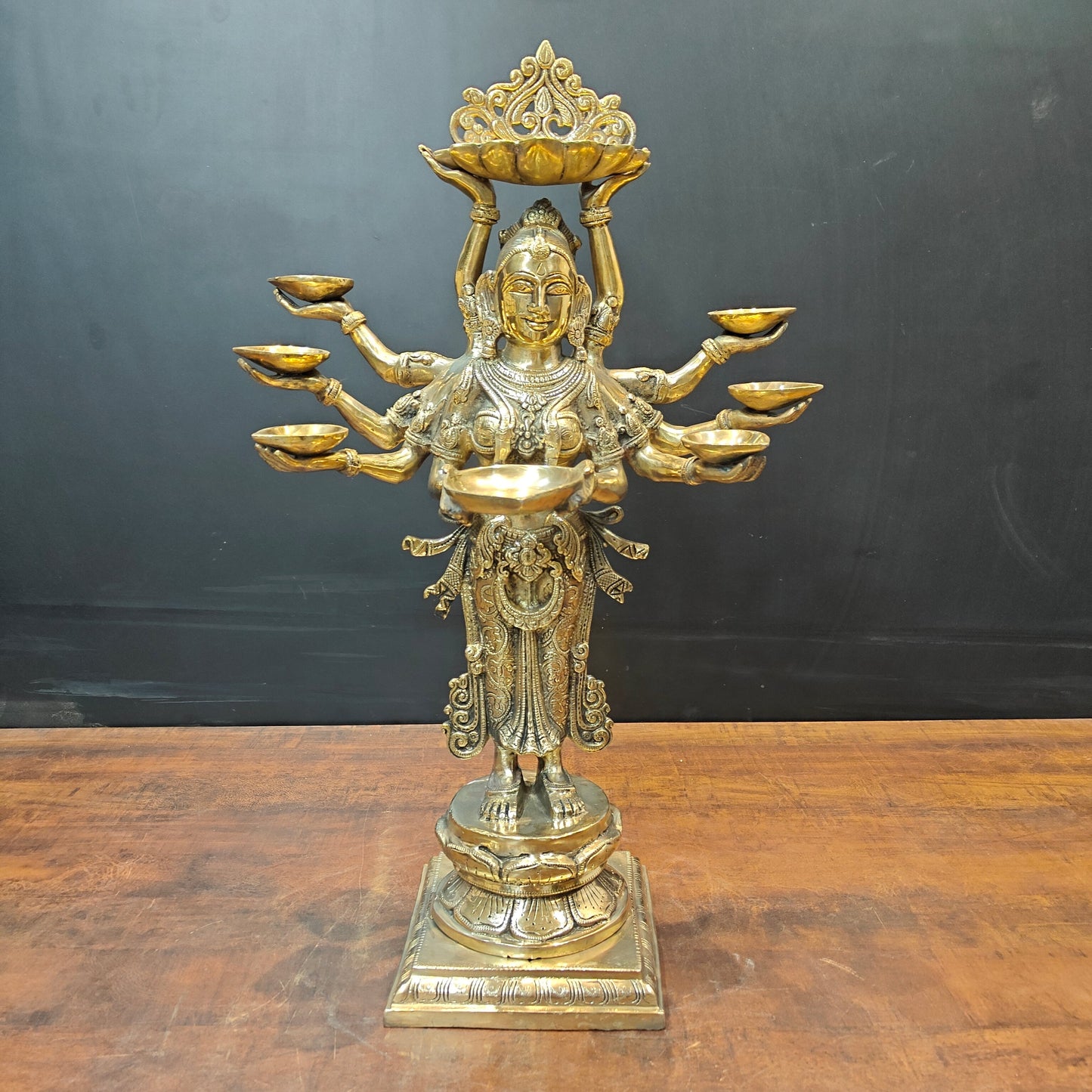 Brass Deeplakshmi Pavaai Vilakku Statue For Pooja Room Home Decor 28 Inch