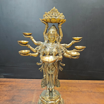 Brass Deeplakshmi Pavaai Vilakku Statue For Pooja Room Home Decor 28 Inch by vendor-unknown - Decor (View 2)
