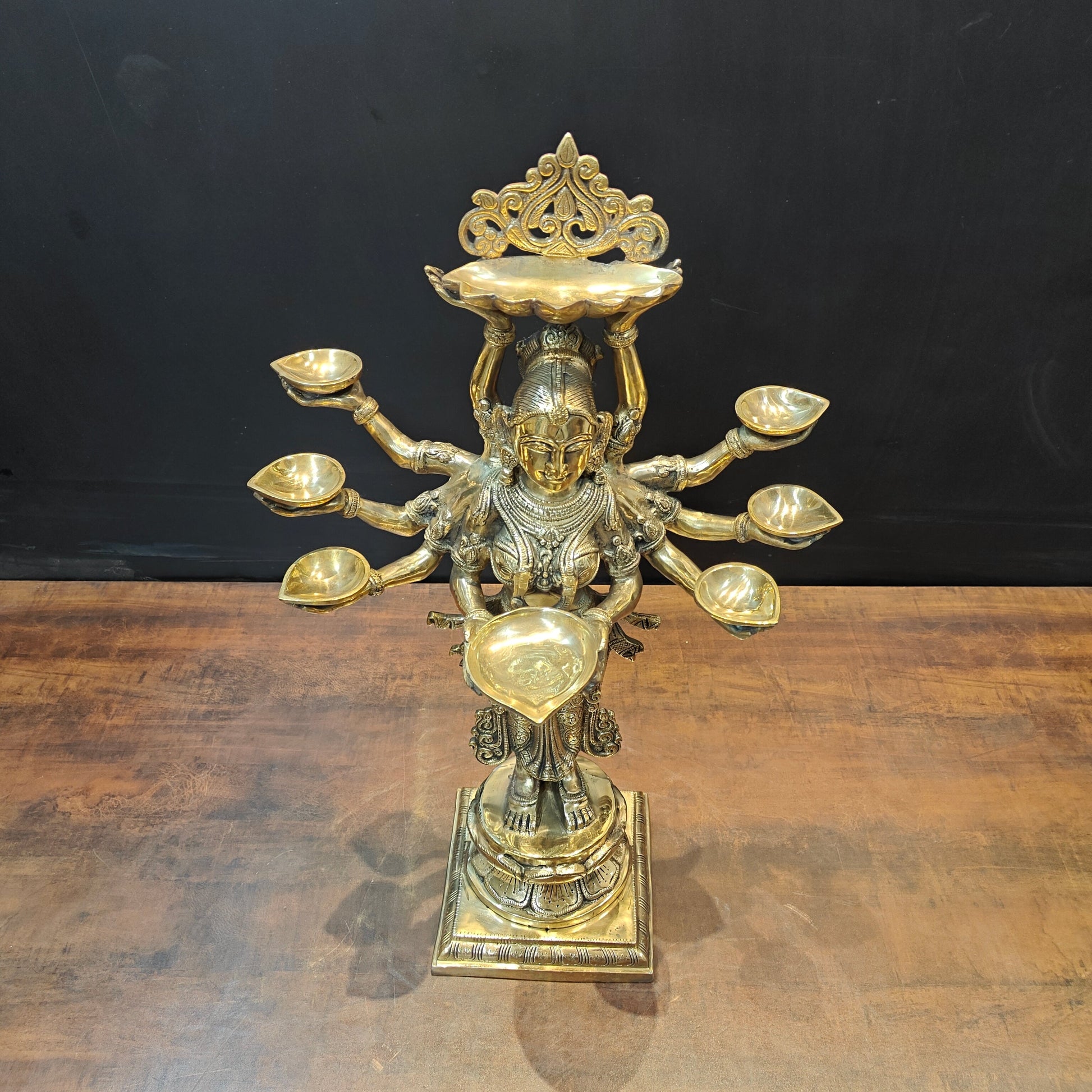 Brass Deeplakshmi Pavaai Vilakku Statue For Pooja Room Home Decor 28 Inch - Image 5