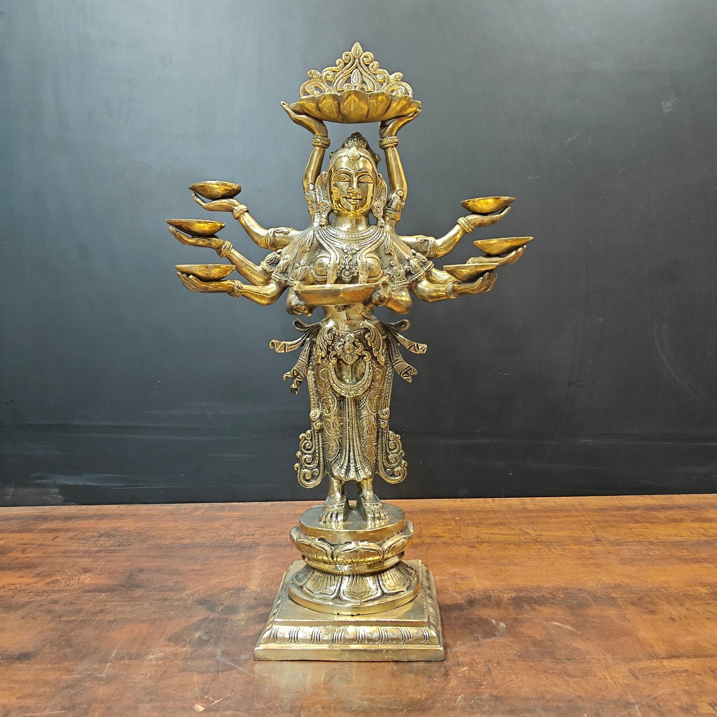 Brass Deeplakshmi Pavaai Vilakku Statue For Pooja Room Home Decor 28 Inch
