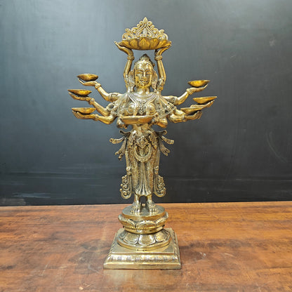 Brass Deeplakshmi Pavaai Vilakku Statue For Pooja Room Home Decor 28 Inch by vendor-unknown - Decor (View 6)